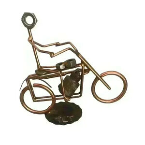 Chopper Motorcycle Man Industrial Art Desk Art Nuts Rods Steel Bolts Gift Biker